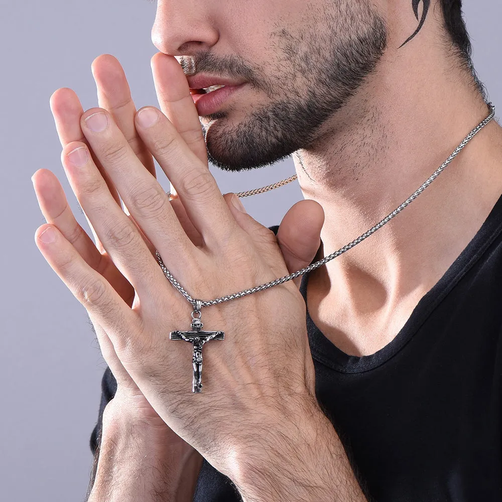 Catholic Crucifix Cross Necklace Jesus Pendant For Men Women sold by FaithHeart product image thumbnail 3