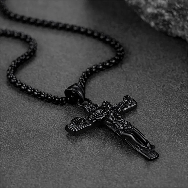 Catholic Crucifix Cross Necklace Jesus Pendant For Men Women sold by FaithHeart product image thumbnail 5