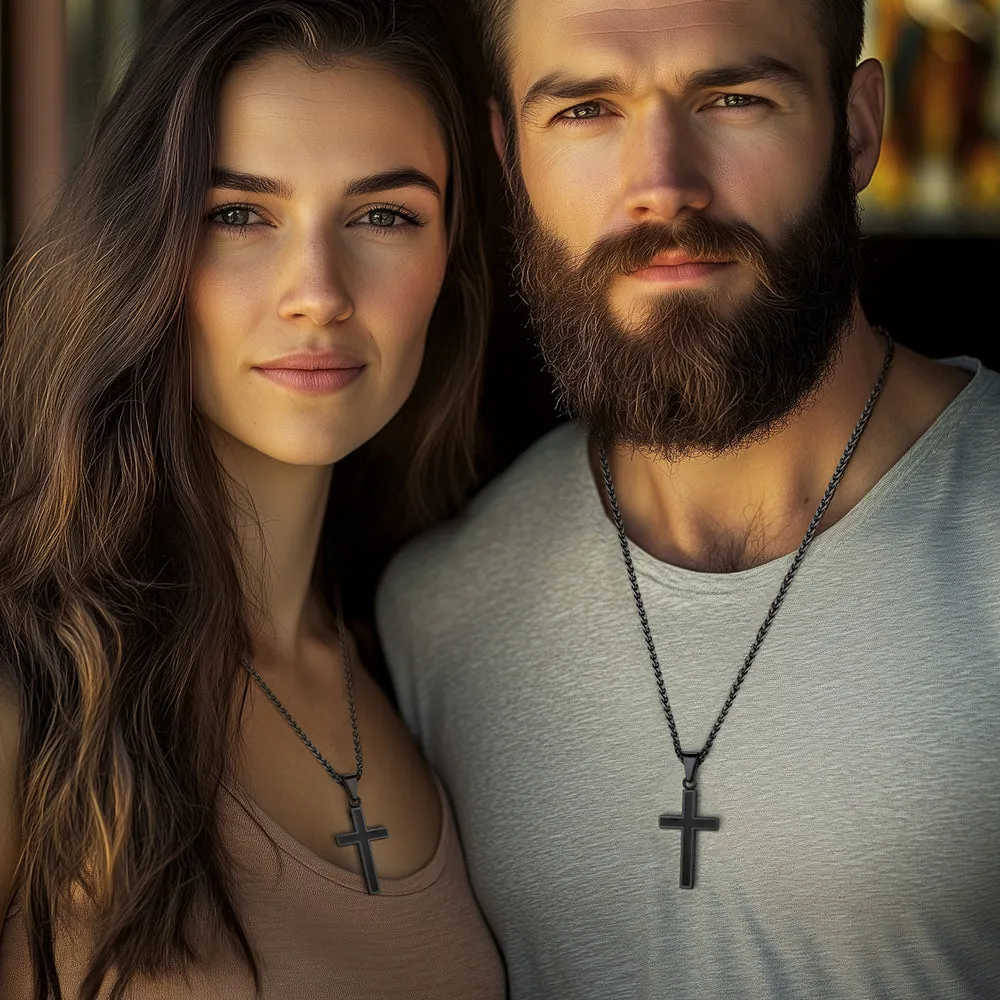Christian Black Enamel Cross Necklace For Men Women sold by FaithHeart product image thumbnail 2