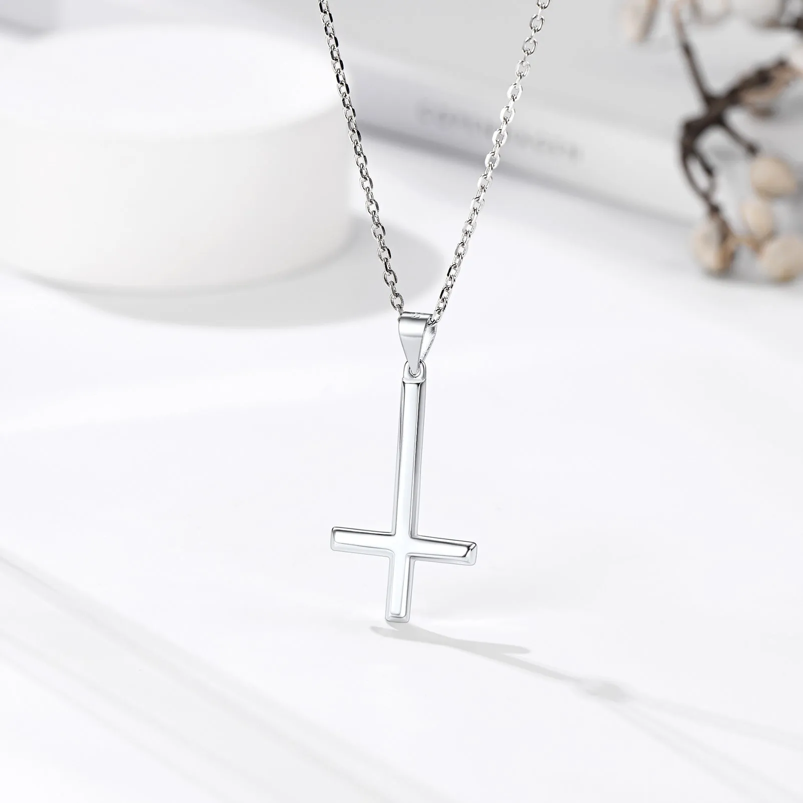 925 Sterling Silver Upside Down Inverted Cross Necklace for Women Men sold by FaithHeart product image thumbnail 4