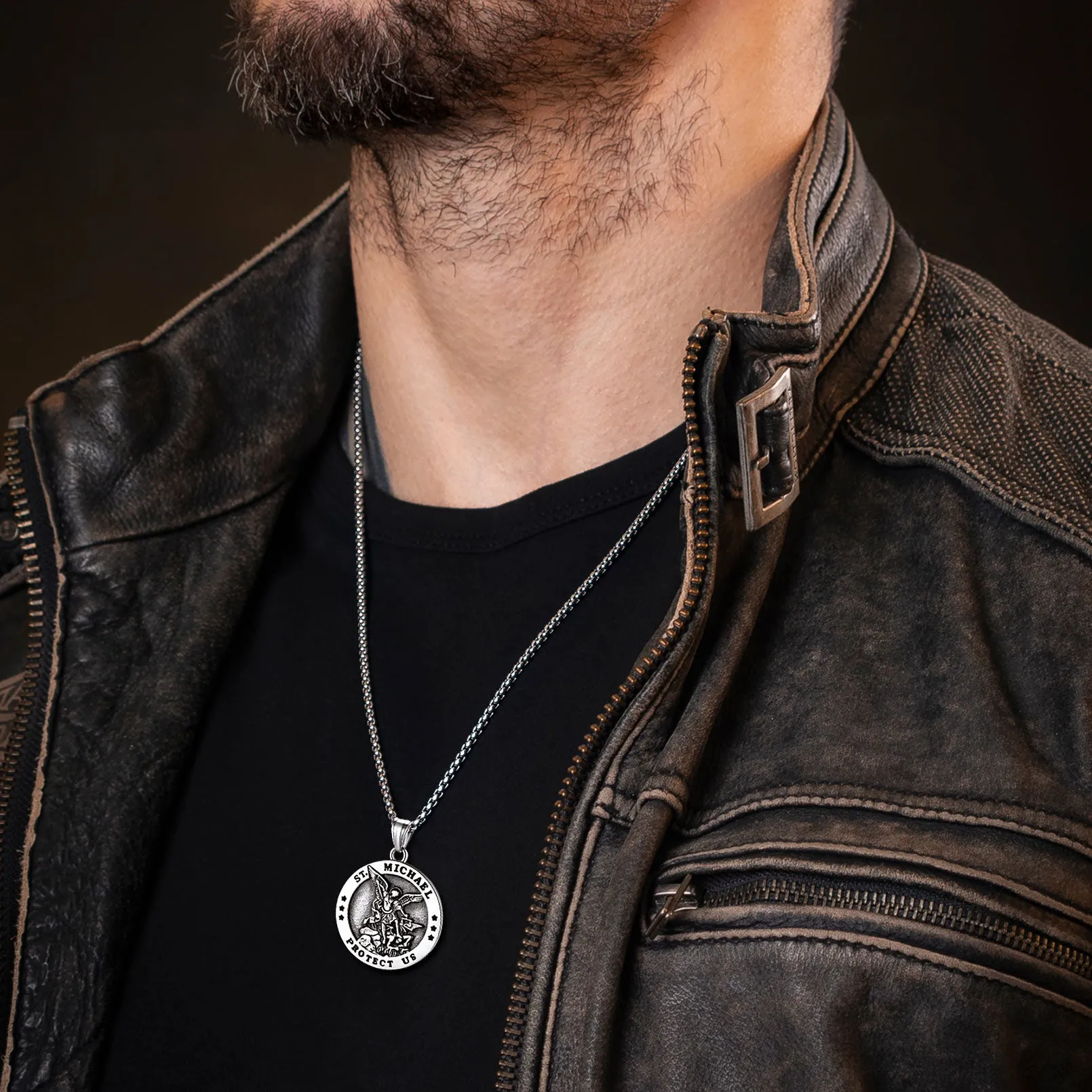 Archangel St. Michael Pendant Necklace for Men sold by FaithHeart product image thumbnail 2