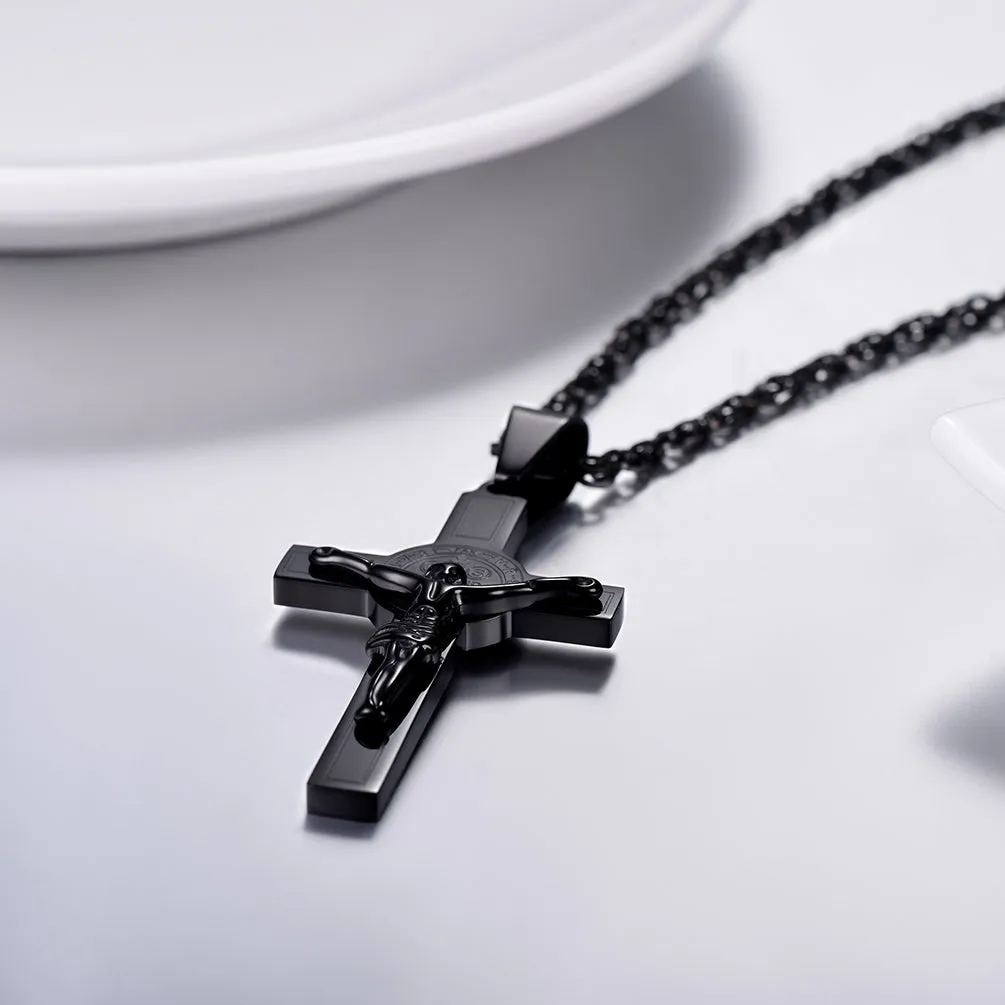 Catholic Saint Benedict Crucifix Cross Necklace For Men sold by FaithHeart product image thumbnail 5