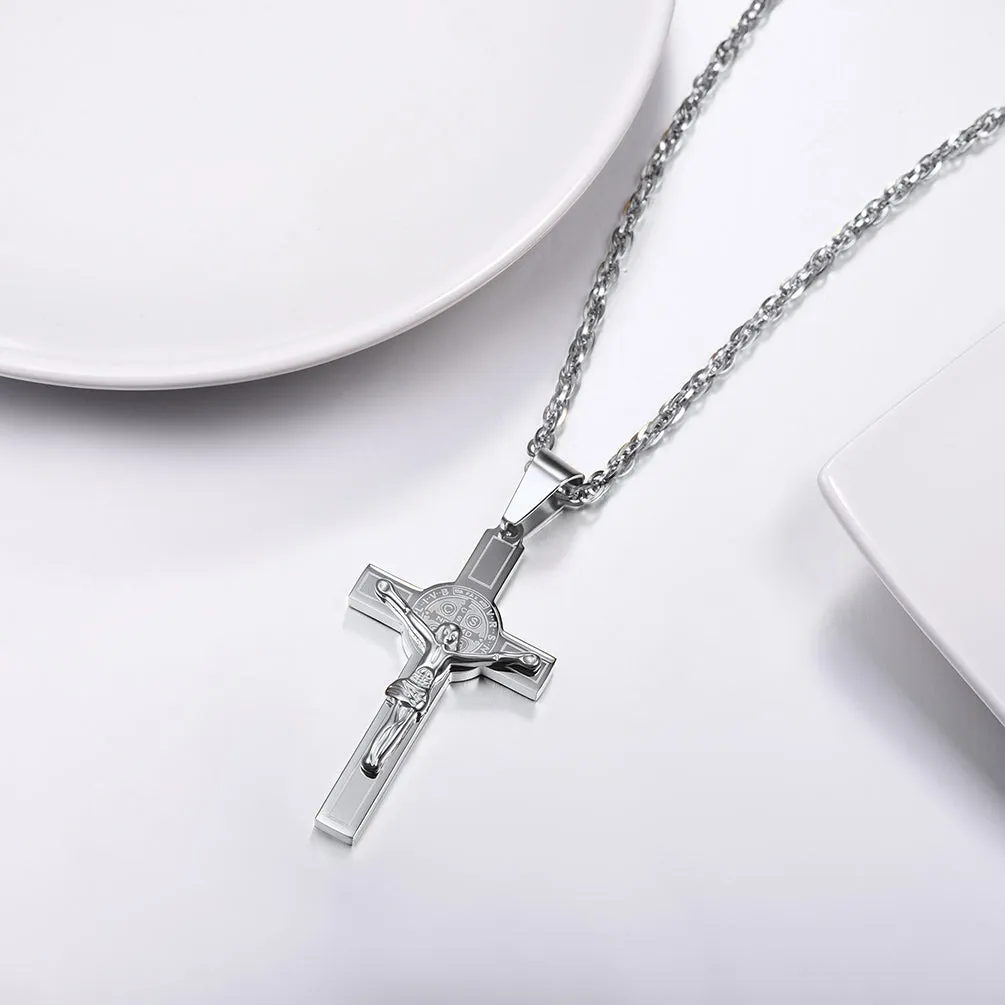 Catholic Saint Benedict Crucifix Cross Necklace For Men sold by FaithHeart product image thumbnail 3