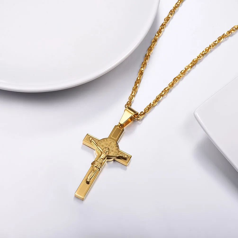 Catholic Saint Benedict Crucifix Cross Necklace For Men sold by FaithHeart product image thumbnail 2