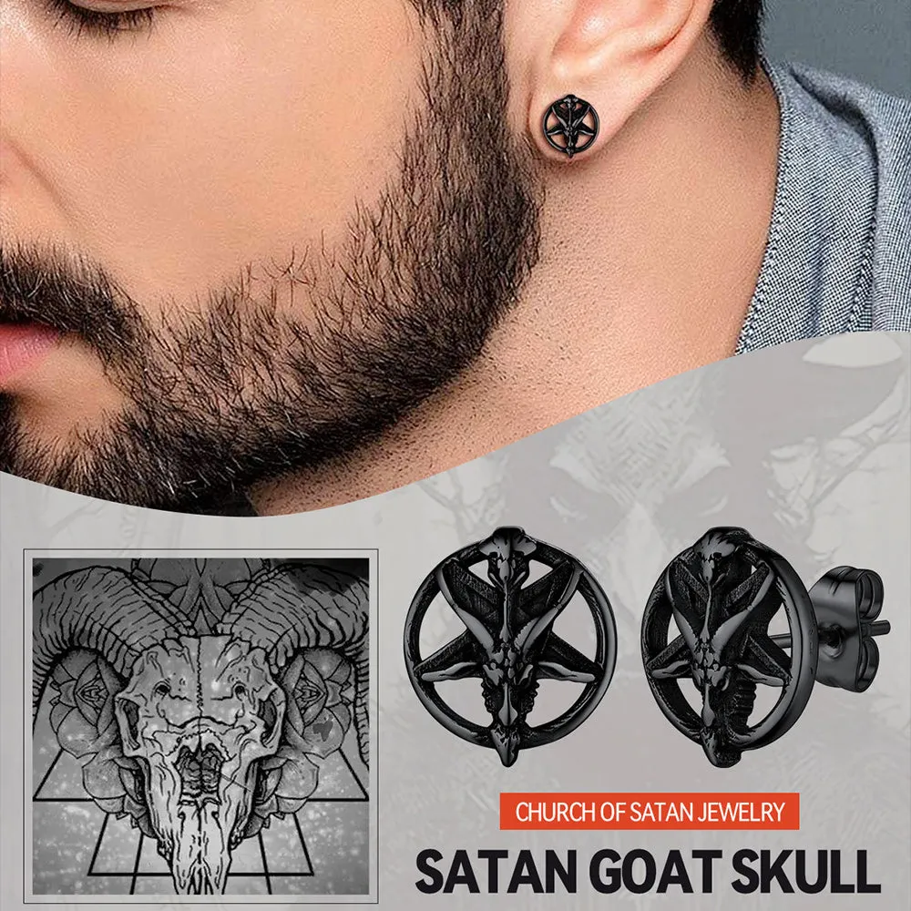 Satanic Baphomet Goat Stud Earrings for Men sold by FaithHeart product image thumbnail 4