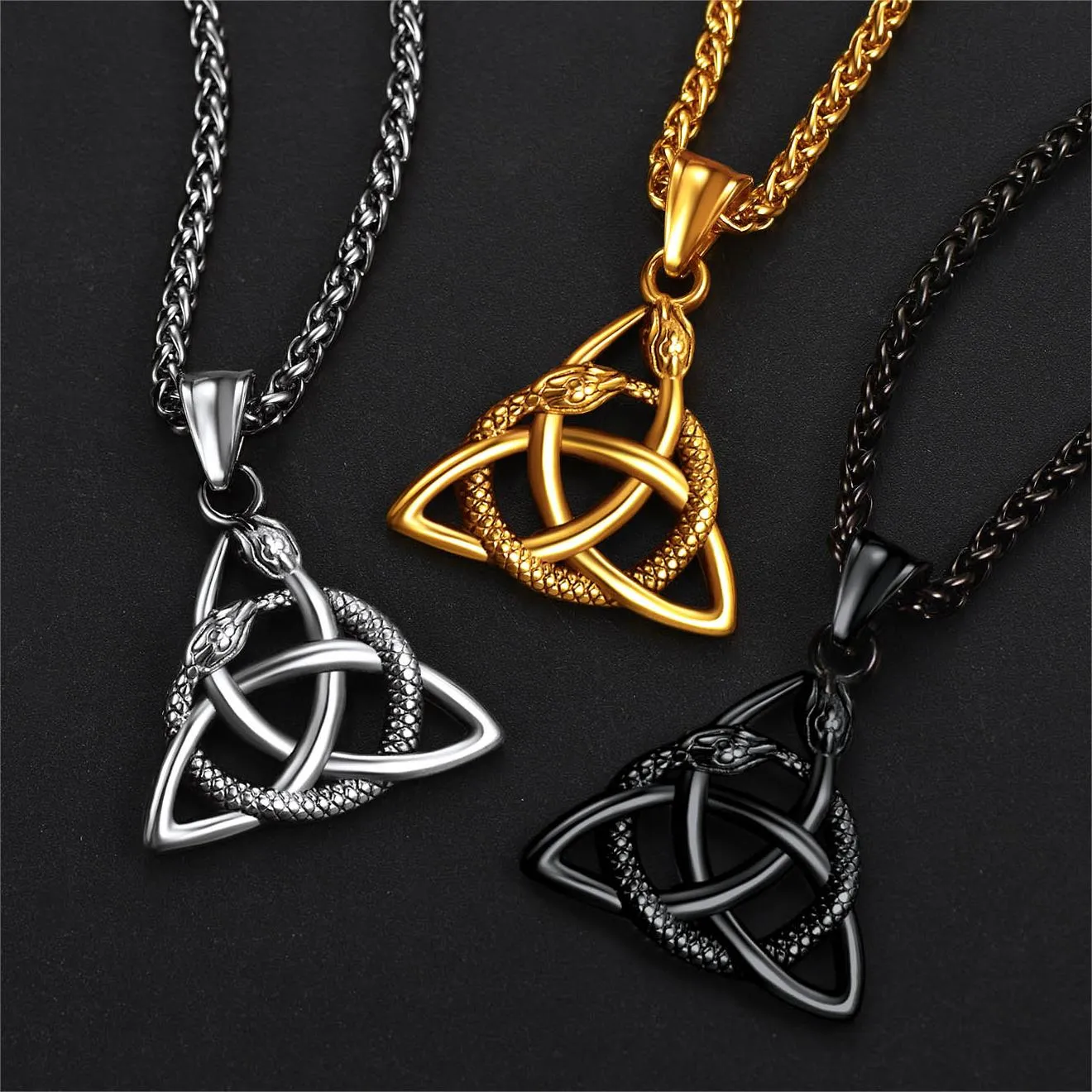Ouroboros Celtic Knot Snake Pendant Necklace sold by FaithHeart product image thumbnail 3