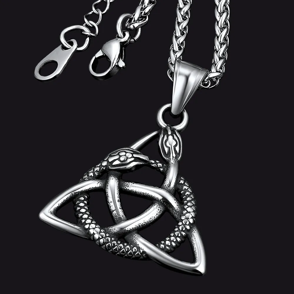 Ouroboros Celtic Knot Snake Pendant Necklace sold by FaithHeart
