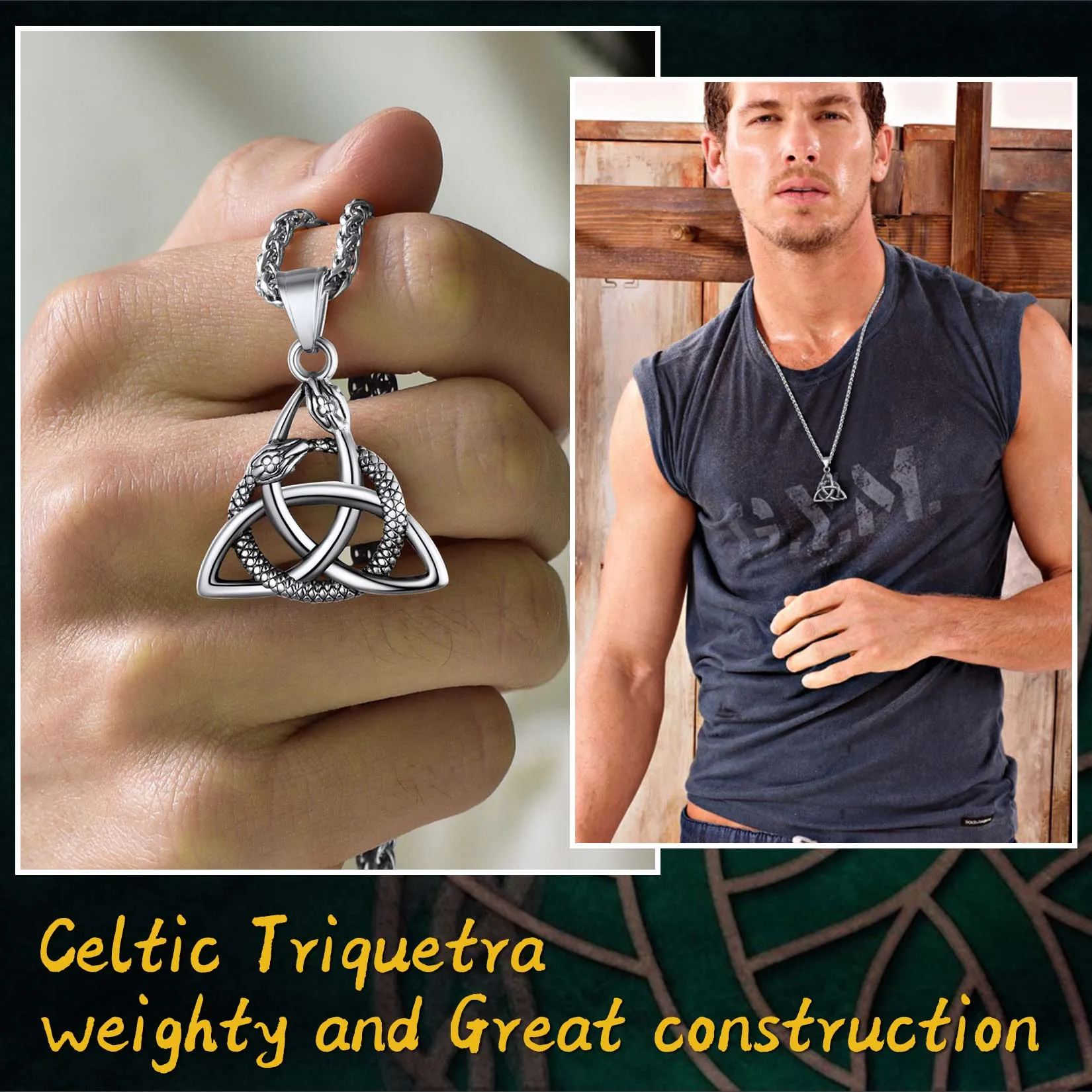 Ouroboros Celtic Knot Snake Pendant Necklace sold by FaithHeart product image thumbnail 2