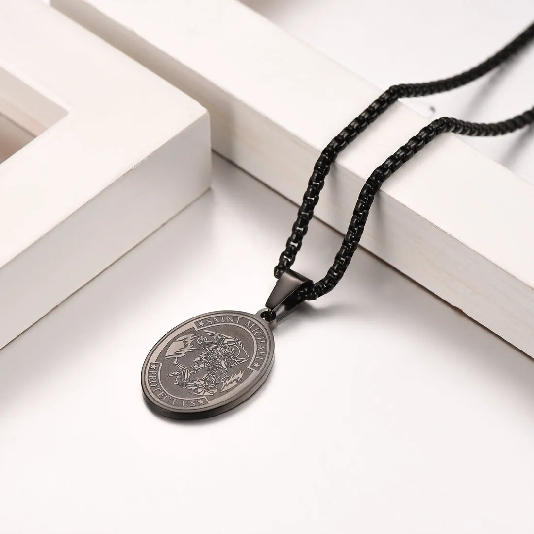 Archangel St. Michael Pendant Necklace Medal For Men sold by FaithHeart product image thumbnail 3