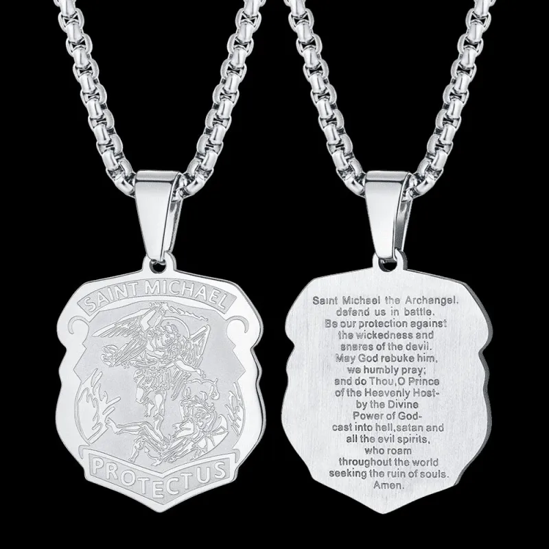 Archangel St. Michael Necklace Medal Shield Pendant for Men sold by FaithHeart