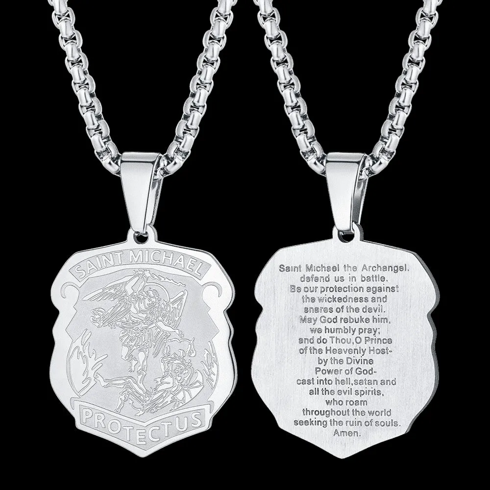 Archangel St. Michael Necklace Medal Shield Pendant for Men sold by FaithHeart
