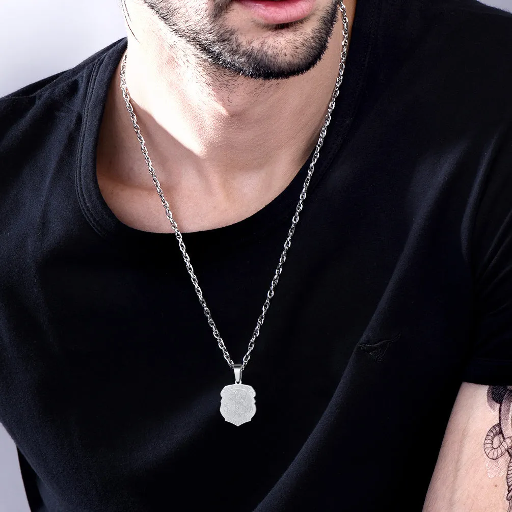 Archangel St. Michael Necklace Medal Shield Pendant for Men sold by FaithHeart product image thumbnail 2