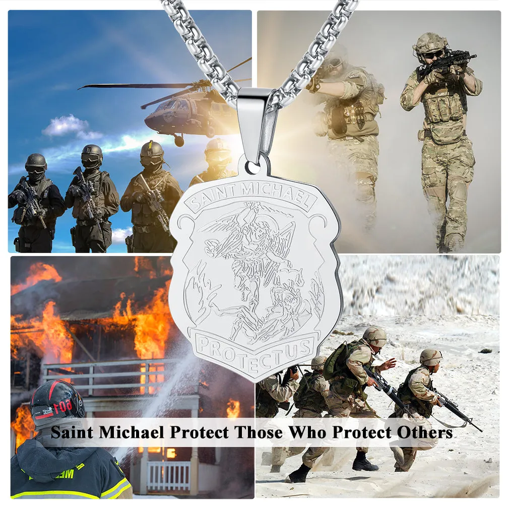 Archangel St. Michael Necklace Medal Shield Pendant for Men sold by FaithHeart product image thumbnail 3