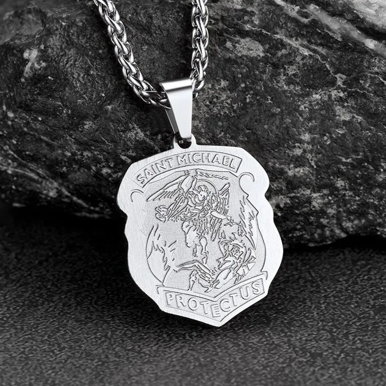 Archangel St. Michael Necklace Medal Shield Pendant for Men sold by FaithHeart product image thumbnail 5