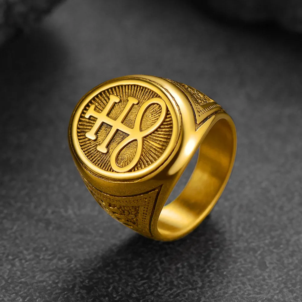 Satanic Leviathan Cross Signet Ring For Men sold by FaithHeart product image thumbnail 5