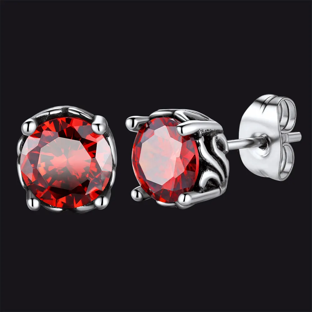 Celtic Ruby Stud Earrings for Men in Stainless Steel sold by FaithHeart
