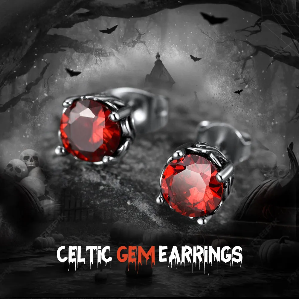 Celtic Ruby Stud Earrings for Men in Stainless Steel sold by FaithHeart product image thumbnail 5