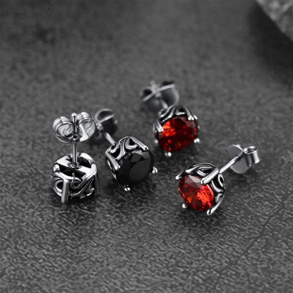 Celtic Ruby Stud Earrings for Men in Stainless Steel sold by FaithHeart product image thumbnail 4
