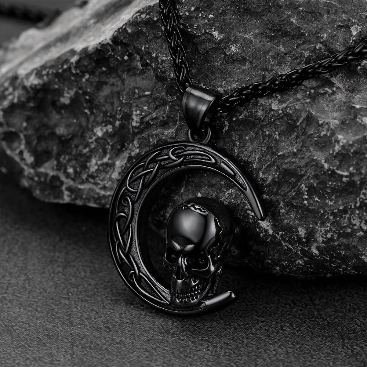 Flash Sale Celtic Crescent Moon Skull Necklace For Men sold by FaithHeart product image thumbnail 5