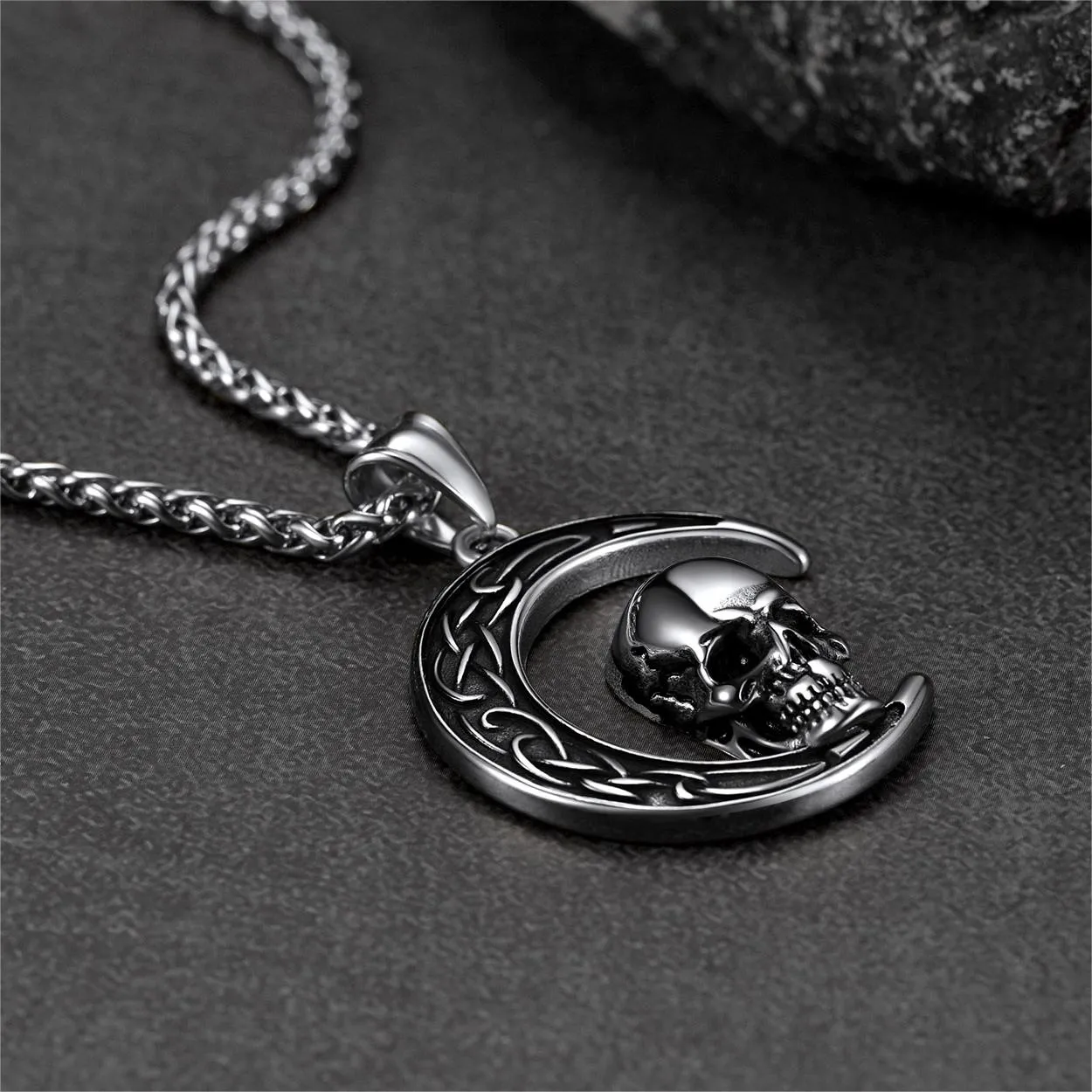 Flash Sale Celtic Crescent Moon Skull Necklace For Men sold by FaithHeart product image thumbnail 4