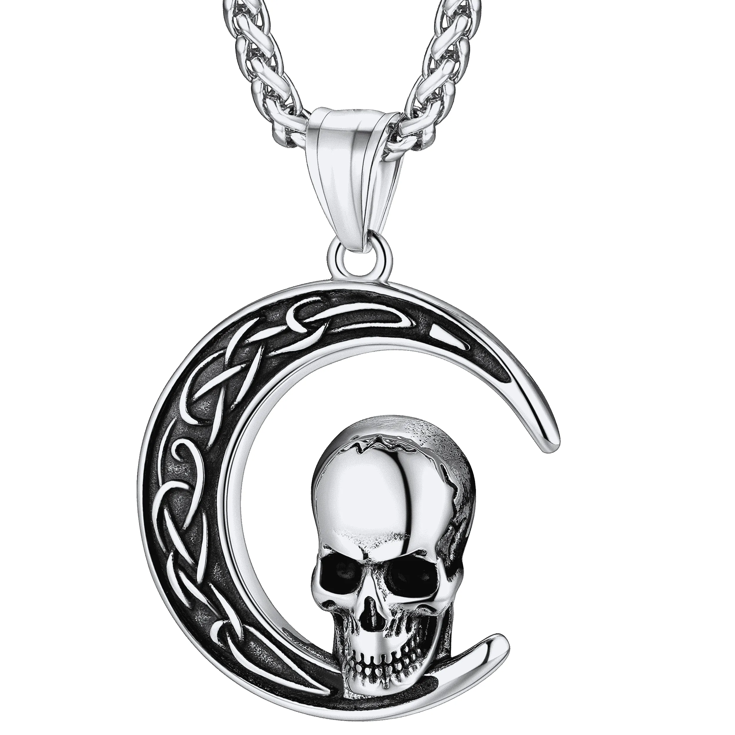 Flash Sale Celtic Crescent Moon Skull Necklace For Men sold by FaithHeart