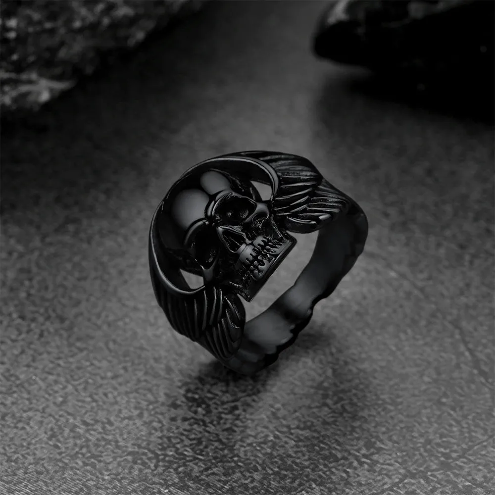 Biker Wings Skull Stainless Steel Ring for Men sold by FaithHeart product image thumbnail 5