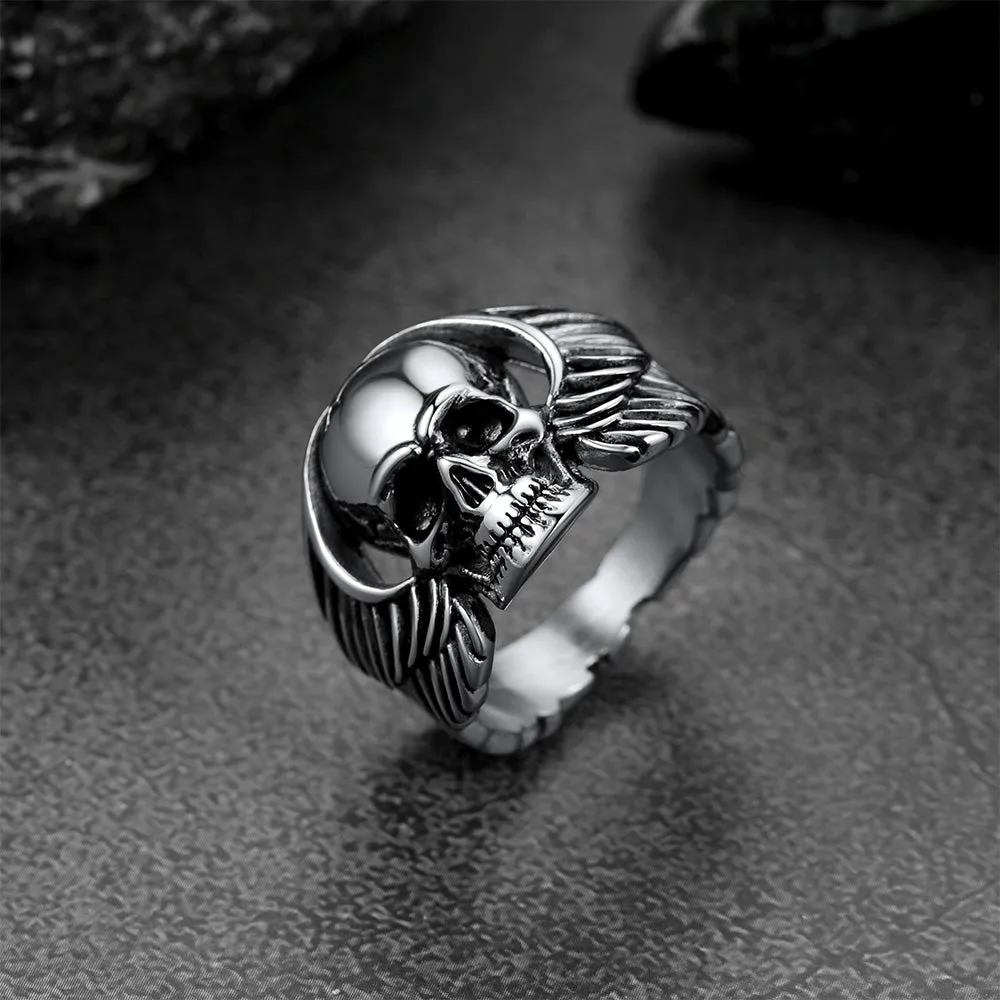 Biker Wings Skull Stainless Steel Ring for Men sold by FaithHeart product image thumbnail 3