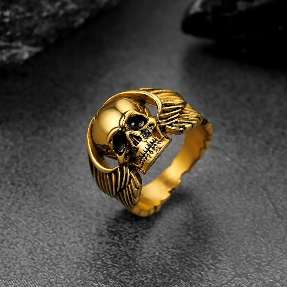 Biker Wings Skull Stainless Steel Ring for Men sold by FaithHeart product image thumbnail 4