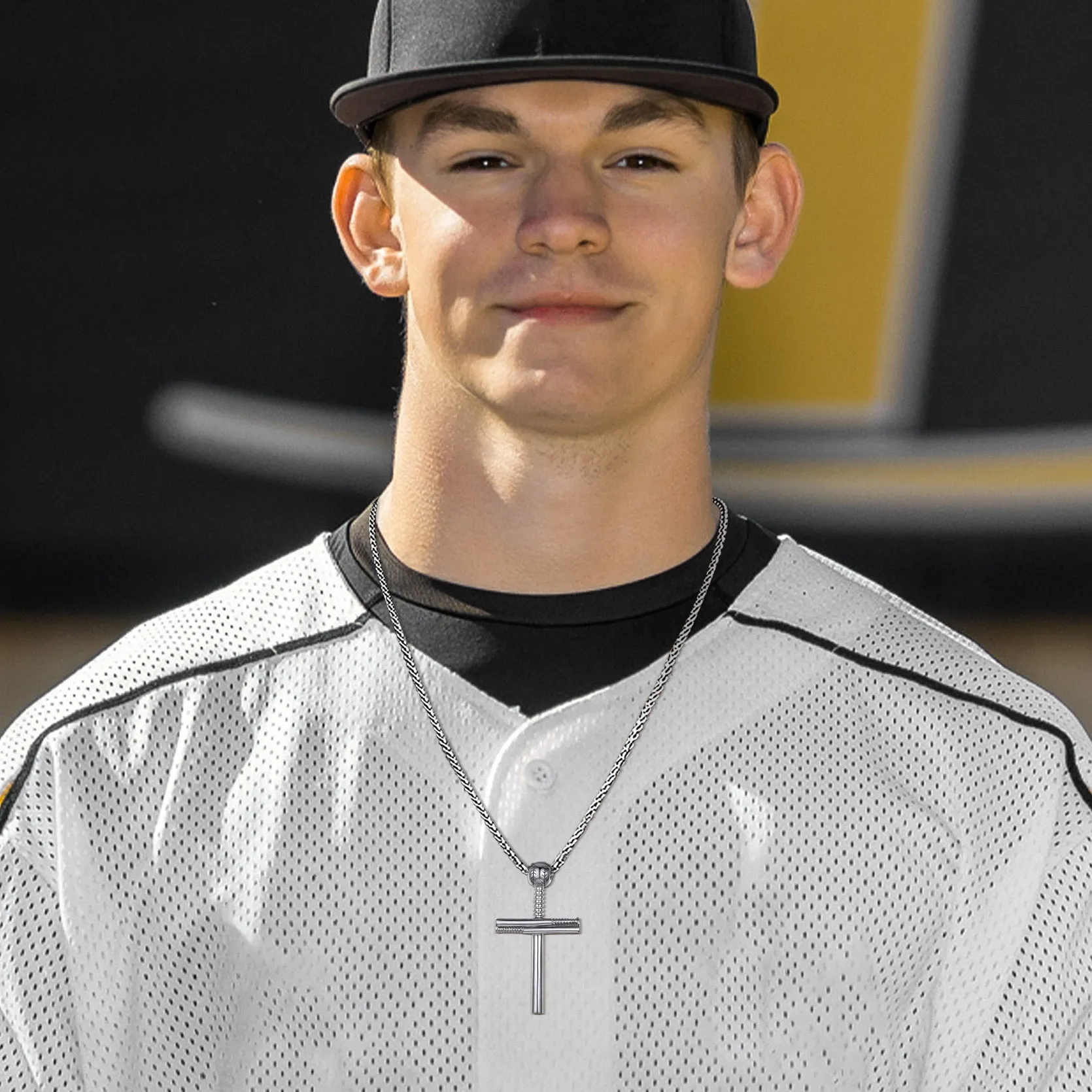 Baseball Bat Cross Necklace Sport Pendant For Men Women sold by FaithHeart product image thumbnail 4