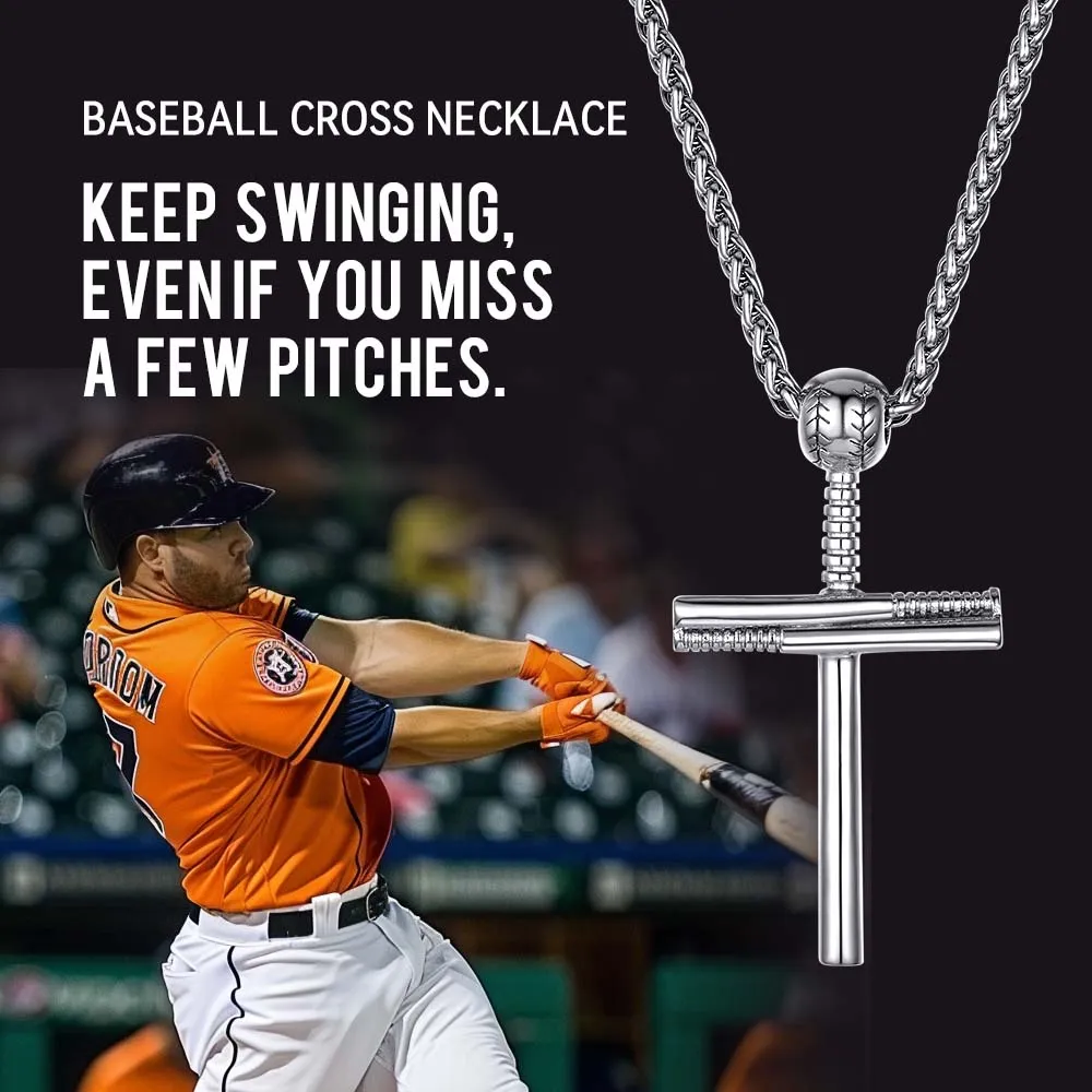 Baseball Bat Cross Necklace Sport Pendant For Men Women sold by FaithHeart product image thumbnail 2