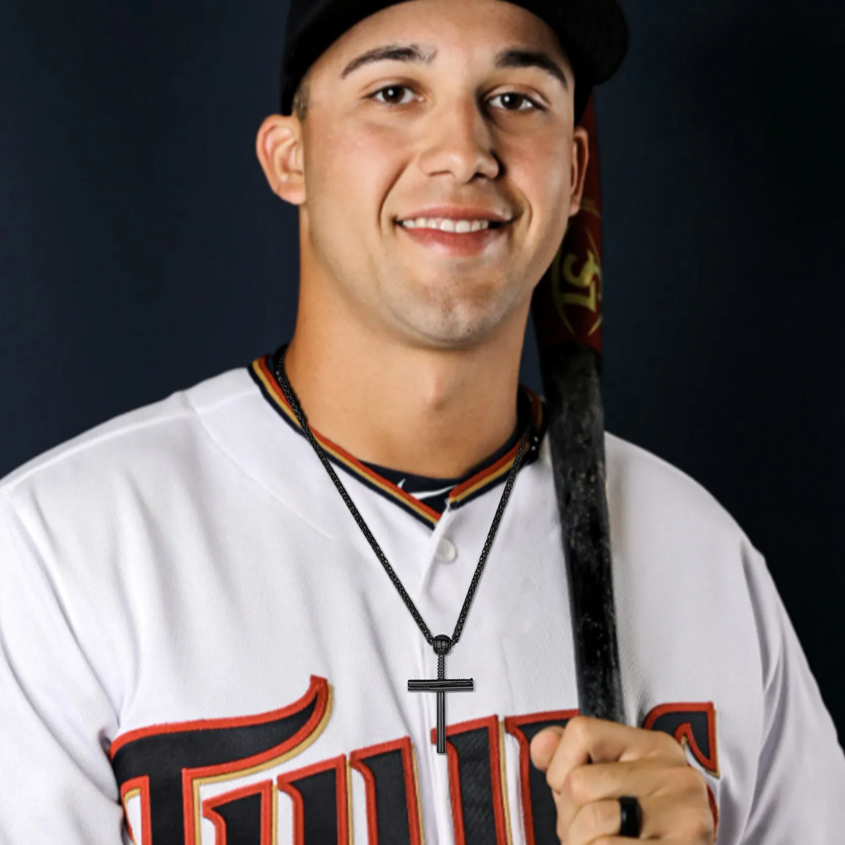 Baseball Bat Cross Necklace Sport Pendant For Men Women sold by FaithHeart product image thumbnail 3