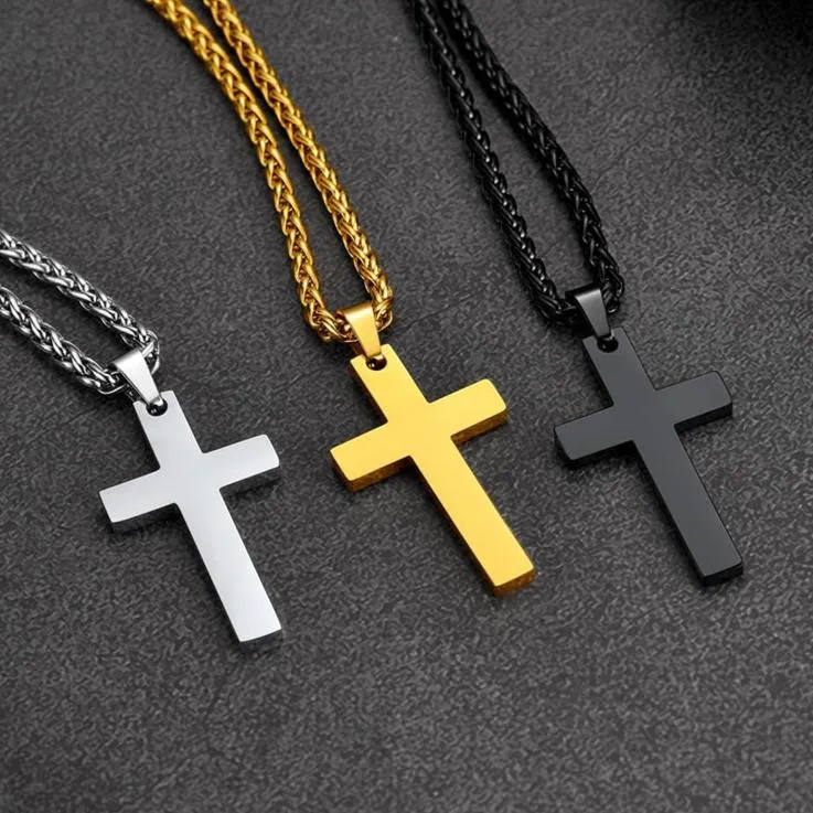 Stainless Steel Cross Pendant Necklace For Men sold by FaithHeart product image thumbnail 3