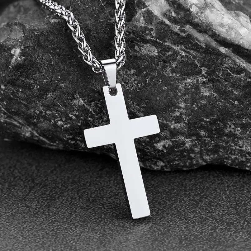 Stainless Steel Cross Pendant Necklace For Men sold by FaithHeart product image thumbnail 4