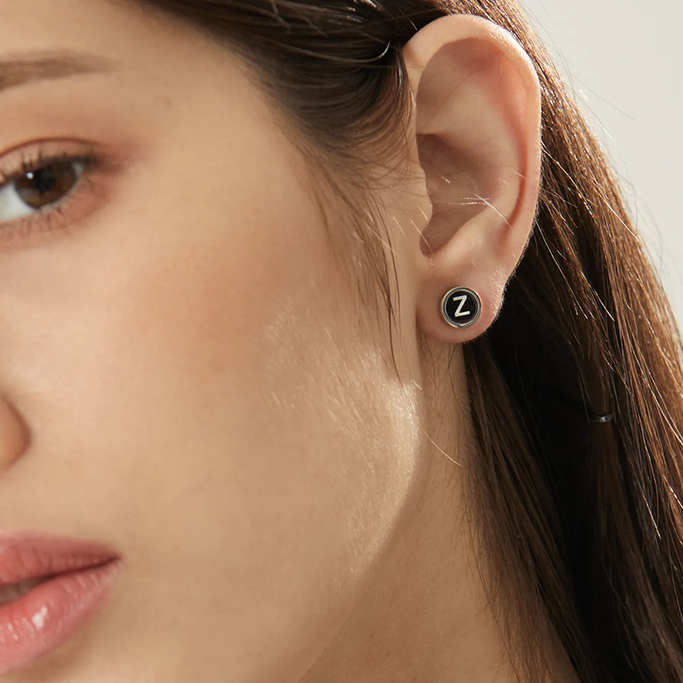 Personalized Black Enamel Initial Letter Stud Earrings For Men Women sold by FaithHeart product image thumbnail 4