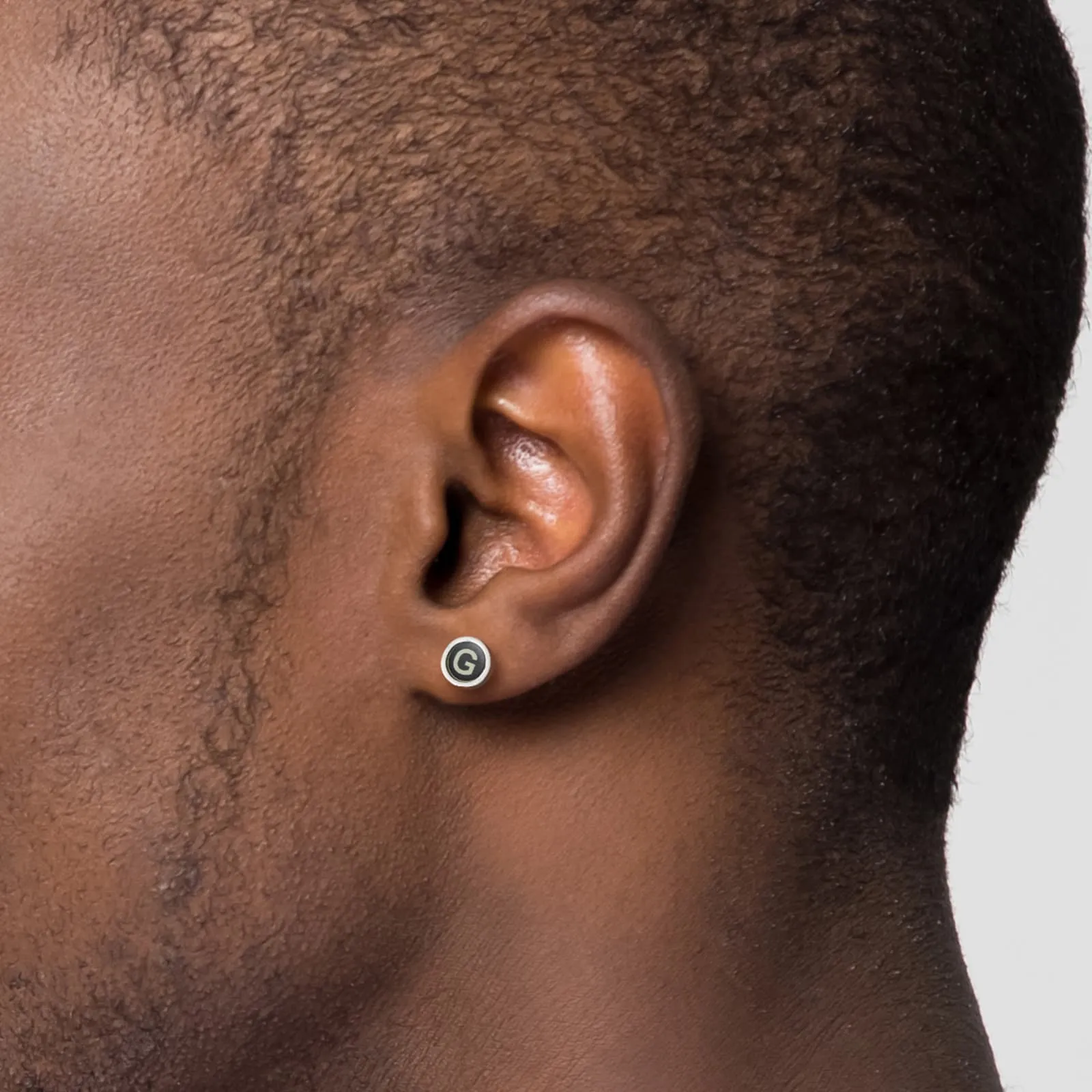 Personalized Black Enamel Initial Letter Stud Earrings For Men Women sold by FaithHeart product image thumbnail 3