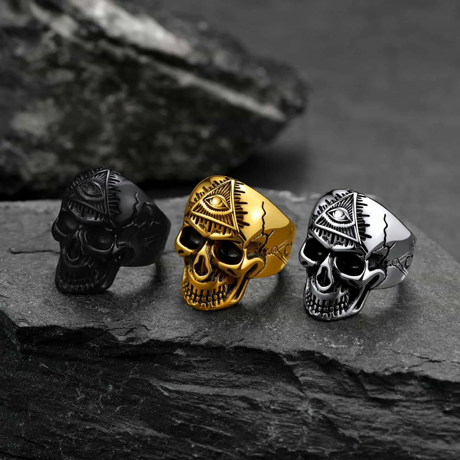 Eye of Providence Skull Ring For Men sold by FaithHeart product image thumbnail 4