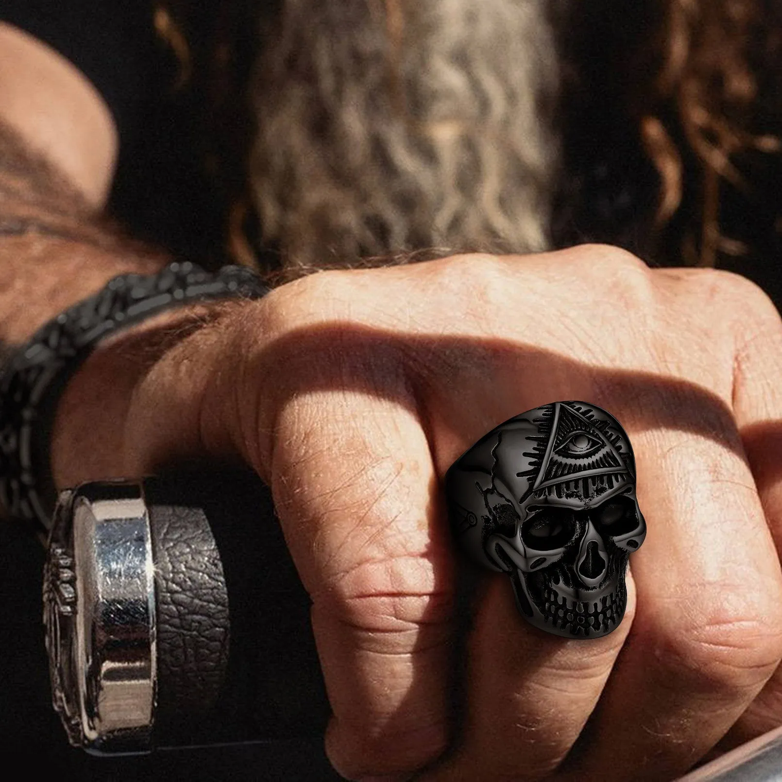 Eye of Providence Skull Ring For Men sold by FaithHeart product image thumbnail 2