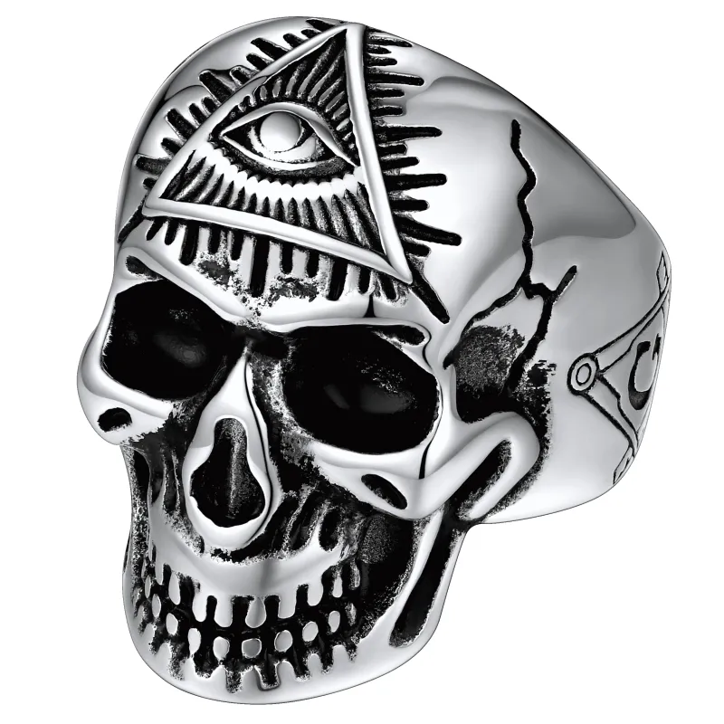 Eye of Providence Skull Ring For Men sold by FaithHeart