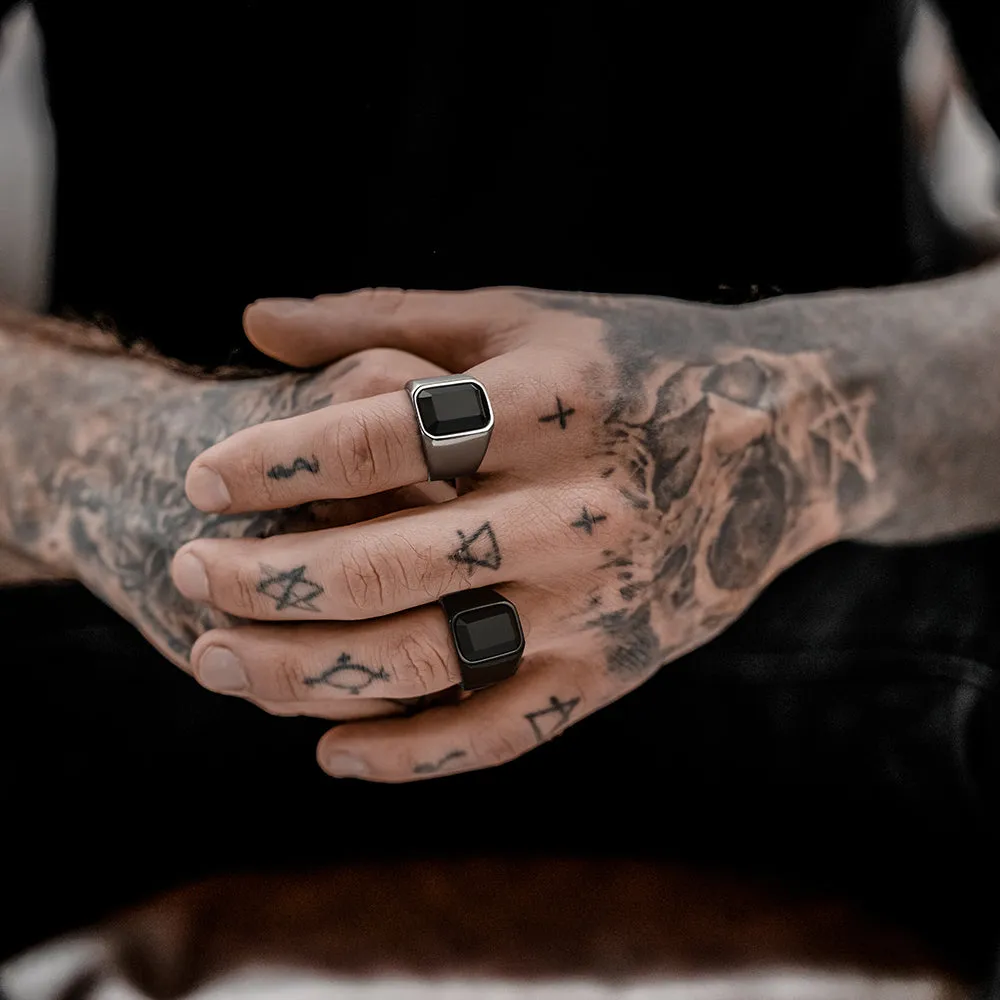 Black Onyx Stone Ring Signet Ring For Men Size 07-12 sold by FaithHeart product image thumbnail 2