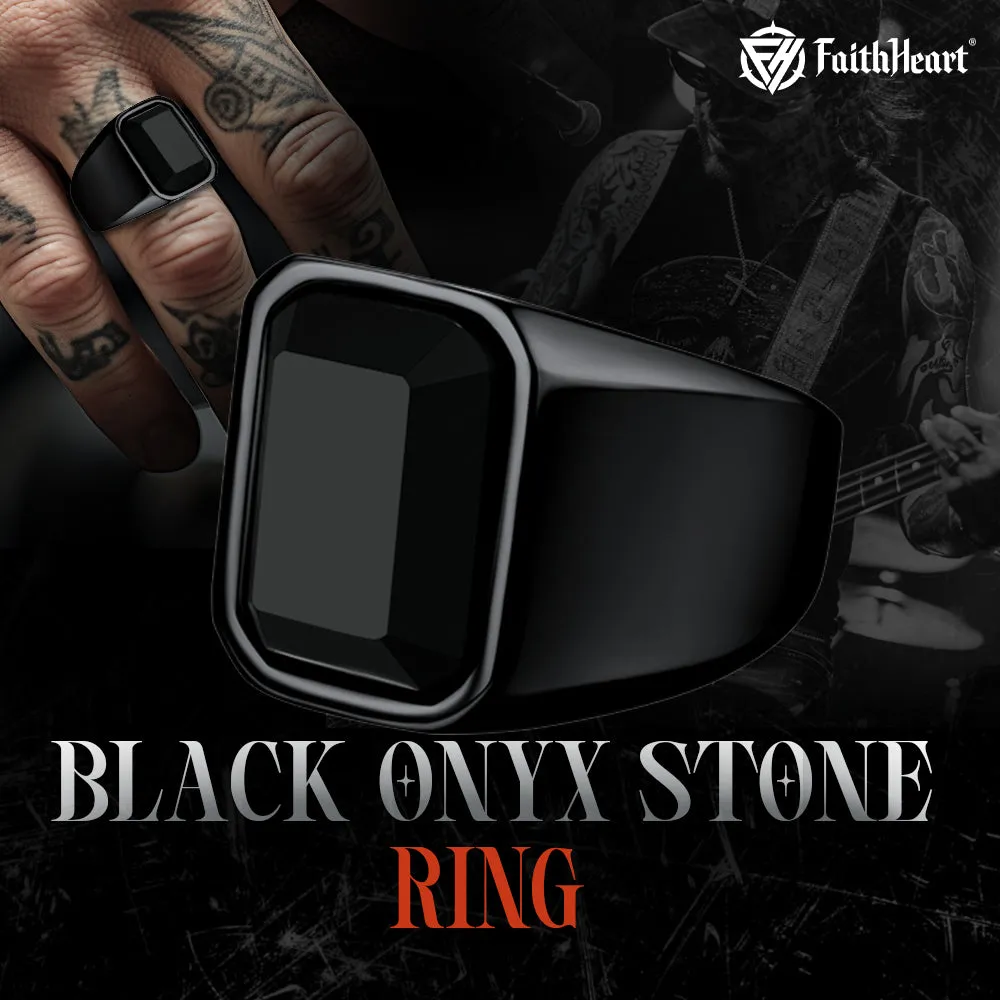 Black Onyx Stone Ring Signet Ring For Men Size 07-12 sold by FaithHeart product image thumbnail 4