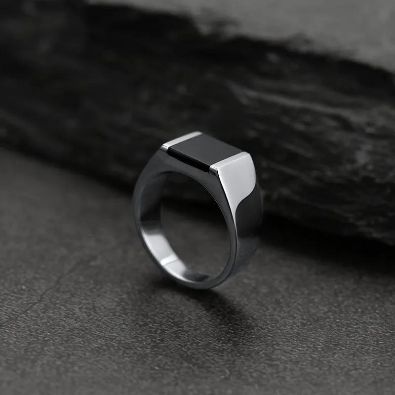 Agate Black Onyx Band Ring For Men sold by FaithHeart product image thumbnail 5
