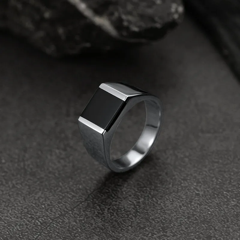 Agate Black Onyx Band Ring For Men sold by FaithHeart product image thumbnail 3