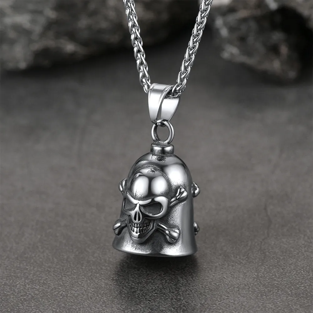 Biker Skull Bell Pendant Necklace Gift For Motorcycle sold by FaithHeart product image thumbnail 4