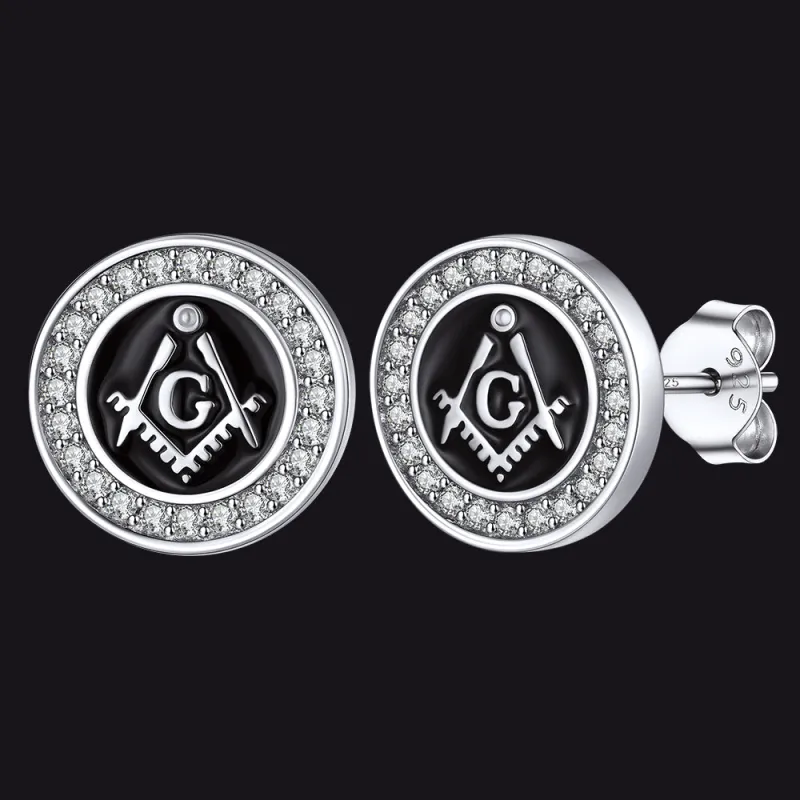 Sterling Silver Masonic Stud Earrings for Freemason sold by FaithHeart