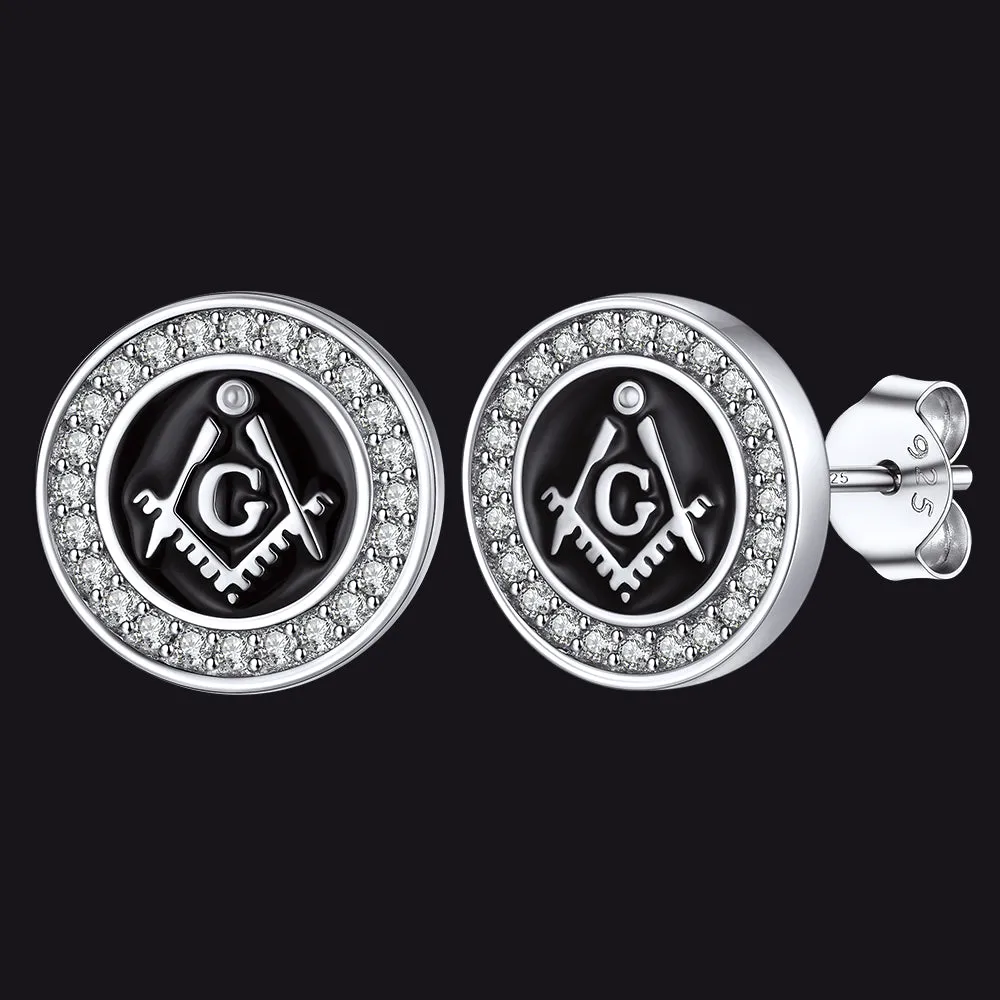 Sterling Silver Masonic Stud Earrings for Freemason sold by FaithHeart