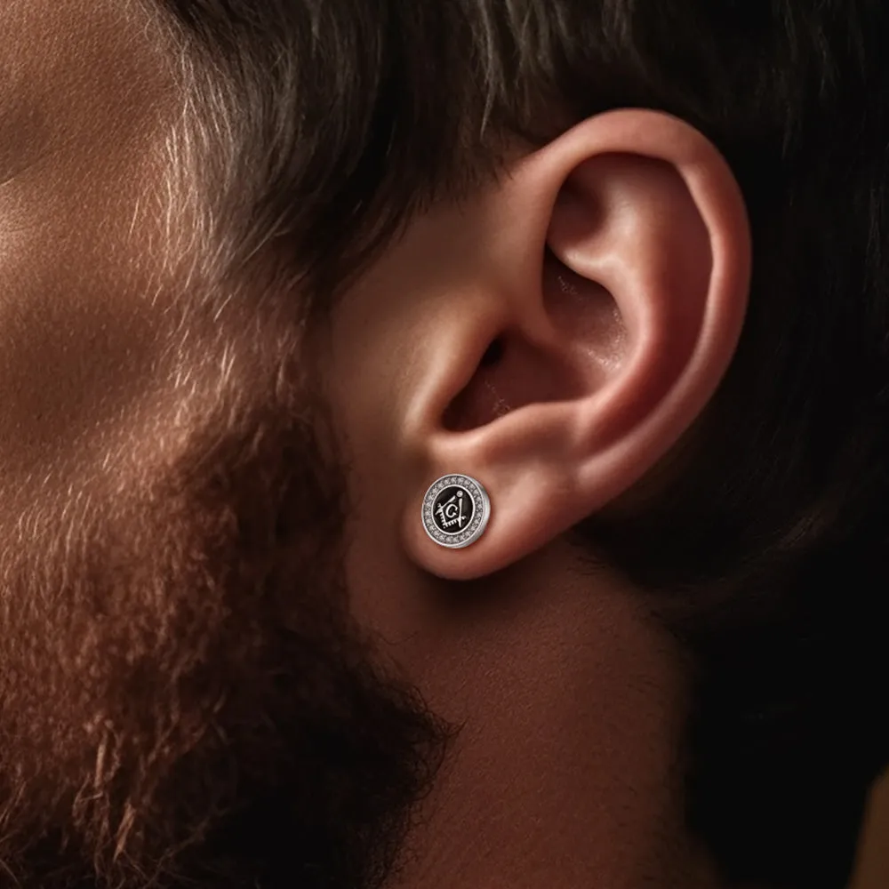 Sterling Silver Masonic Stud Earrings for Freemason sold by FaithHeart product image thumbnail 2