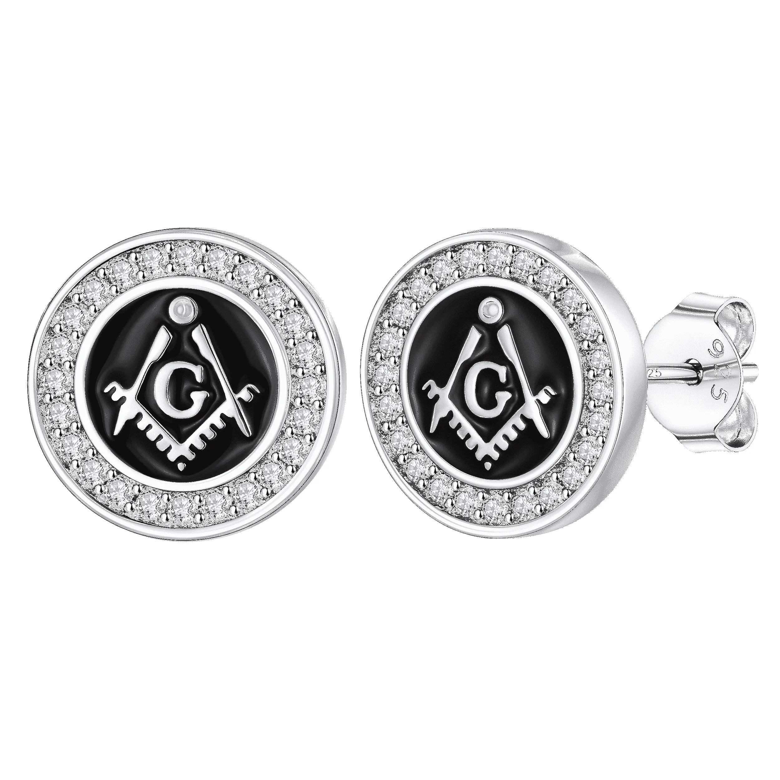 Sterling Silver Masonic Stud Earrings for Freemason sold by FaithHeart product image thumbnail 5