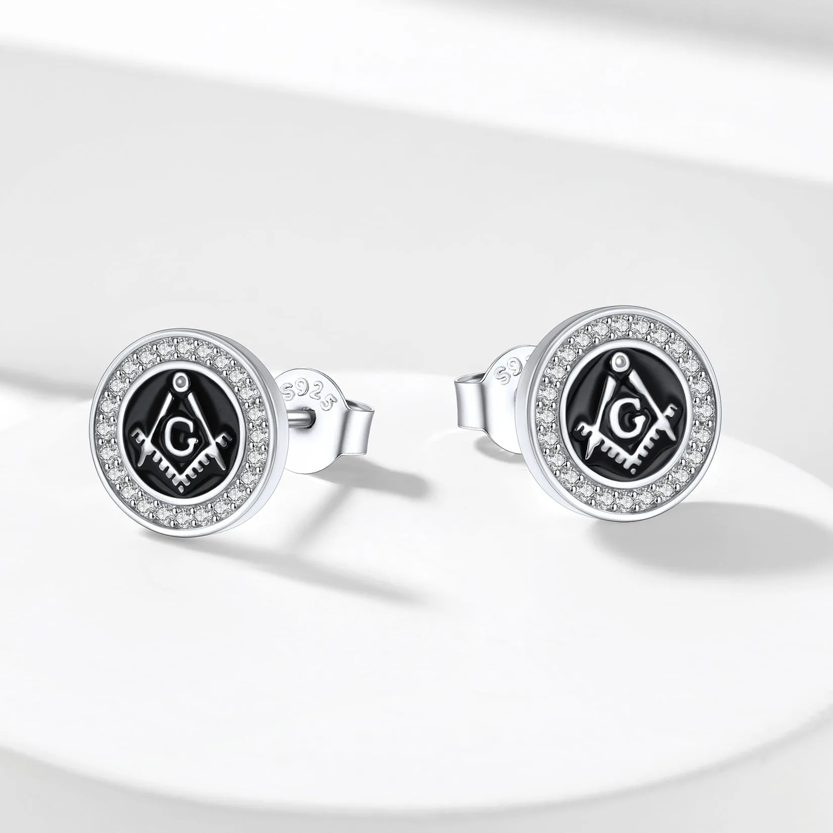 Sterling Silver Masonic Stud Earrings for Freemason sold by FaithHeart product image thumbnail 3