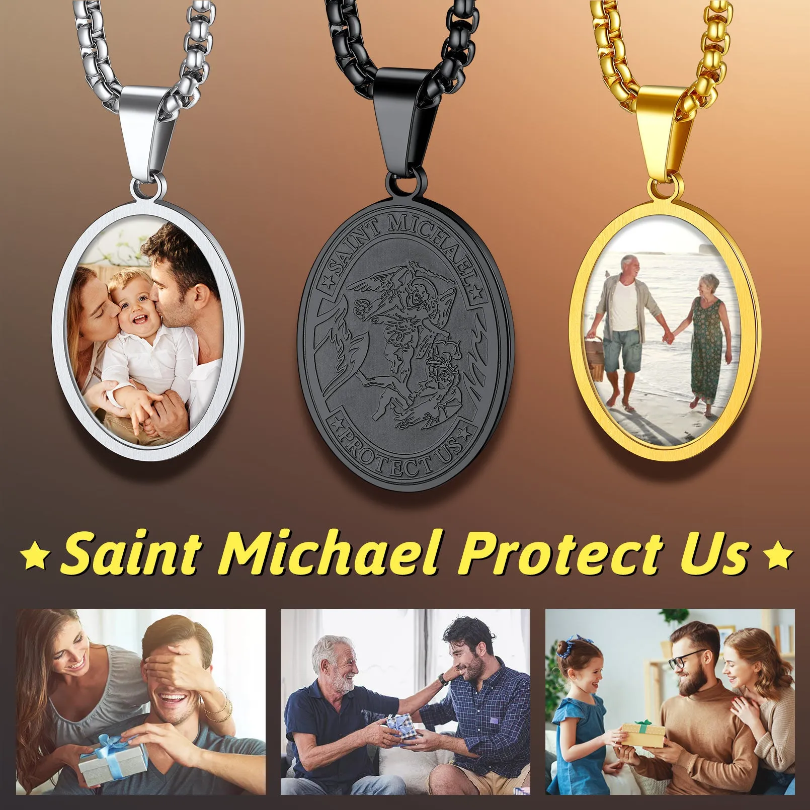Customized Saint Michael Necklace with Picture for Men Women sold by FaithHeart product image thumbnail 4