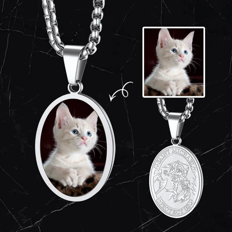 Customized Saint Michael Necklace with Picture for Men Women sold by FaithHeart